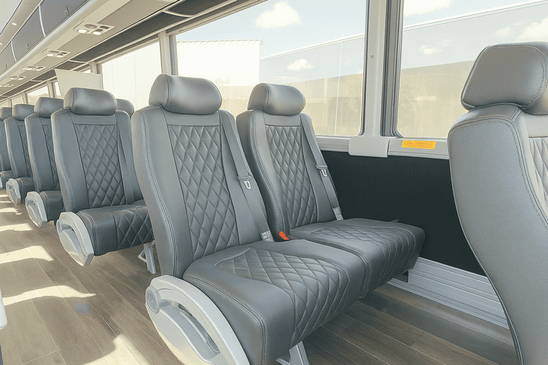 interior of Philadelphia Minibus Company charter bus